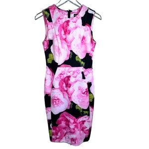 Karl Lagerfeld Paris Dress Size Pink Floral Black Dresd